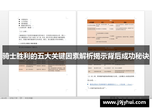 骑士胜利的五大关键因素解析揭示背后成功秘诀 骑士胜利的五大关键因素解析揭示背后成功秘诀